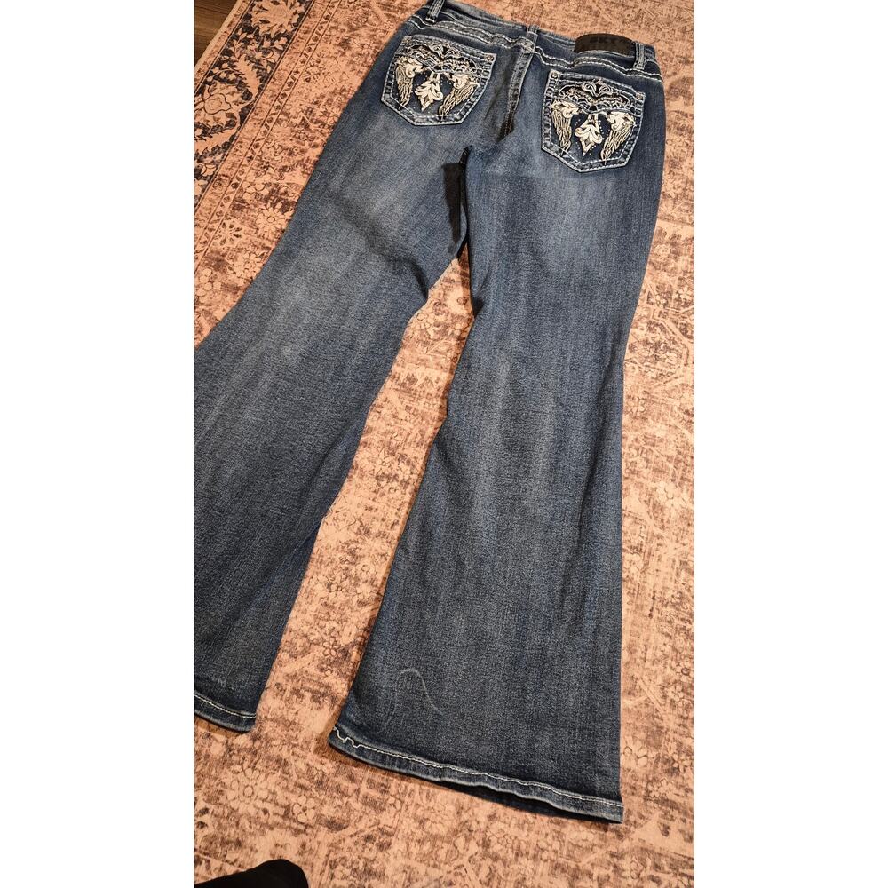 SKY Premium Collection Jeans 13/14 Y2K Rhinestone Embroidered Flare McBling - Picture 10 of 15